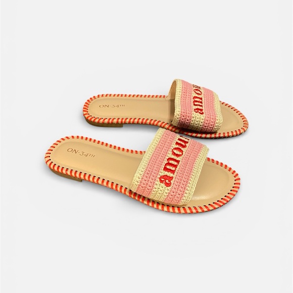 Shoes - NWT On 34th Madelyn Slip-On Woven Flat Sandals